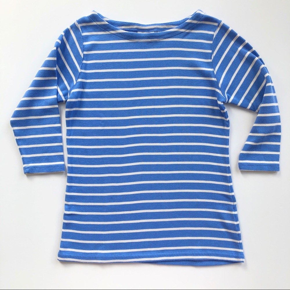 L.L. Bean Striped 3/4 Sleeve Lightweight Sweater